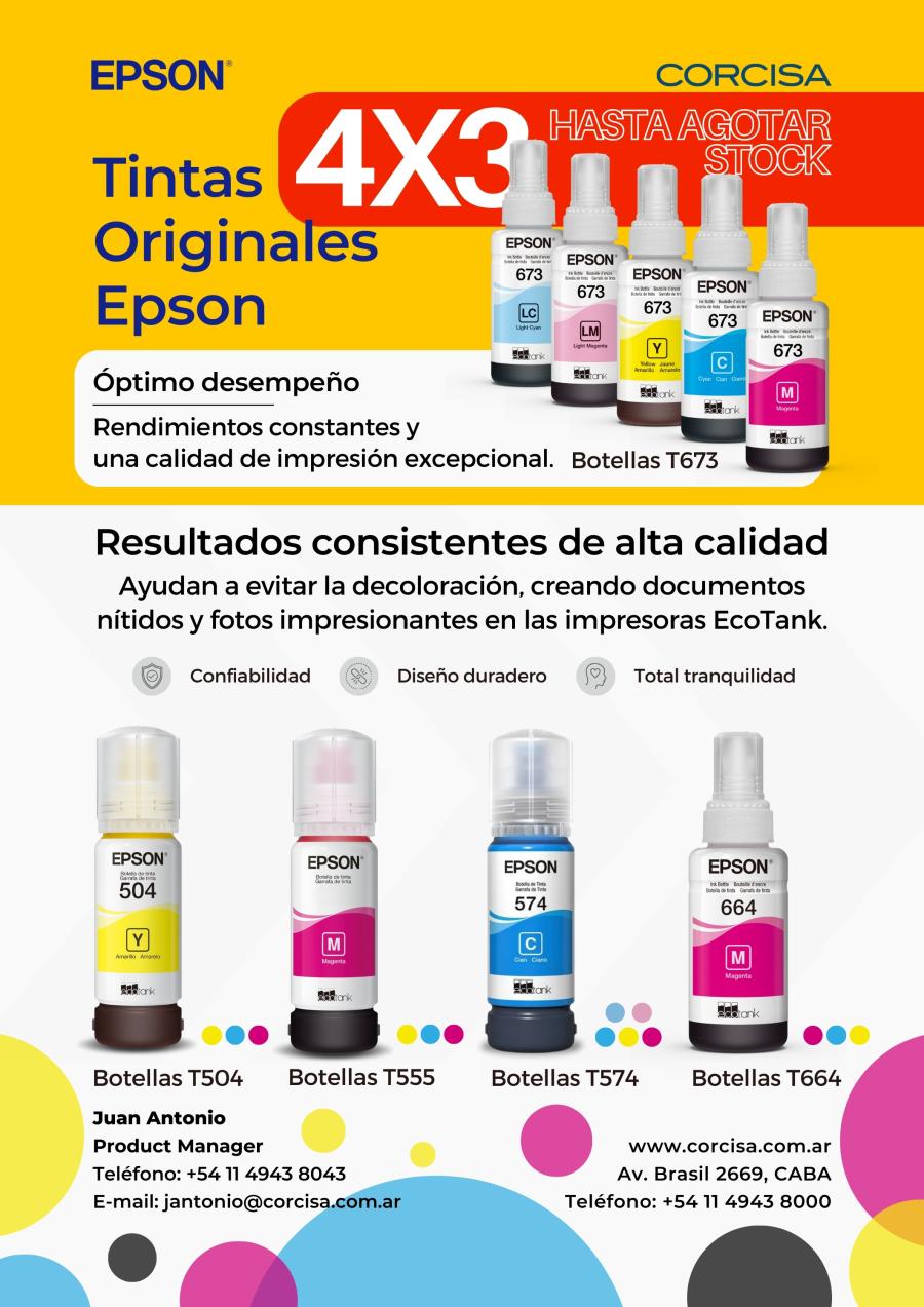 ¡4x3 en Tintas Originales Epson!